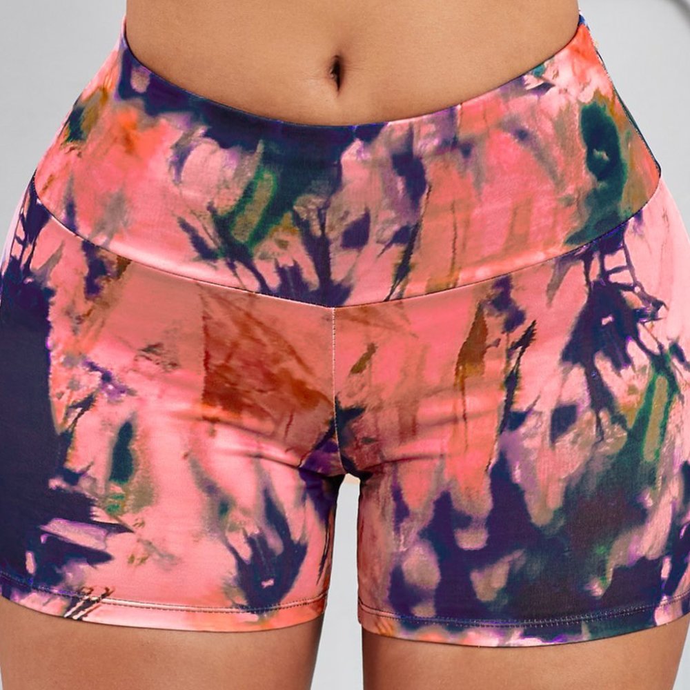 Pink Tie-dye Scrunch Butt Yoga Shorts - Picture 3 of 13